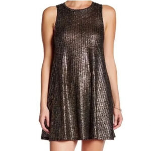 Want and Need shimmery black and gold mini dress like-new condition size medium